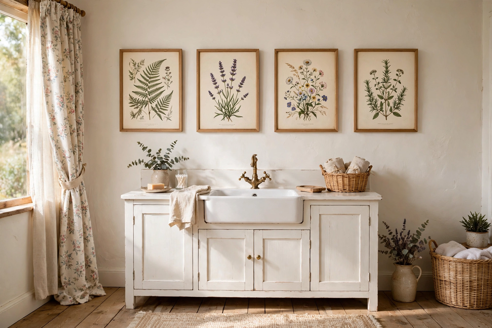 Hang botanical prints in simple frames