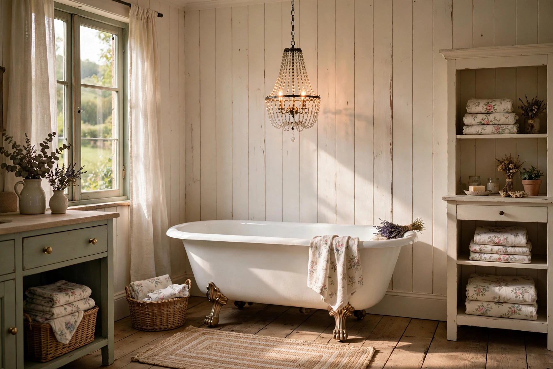 Hang a small chandelier or pendant