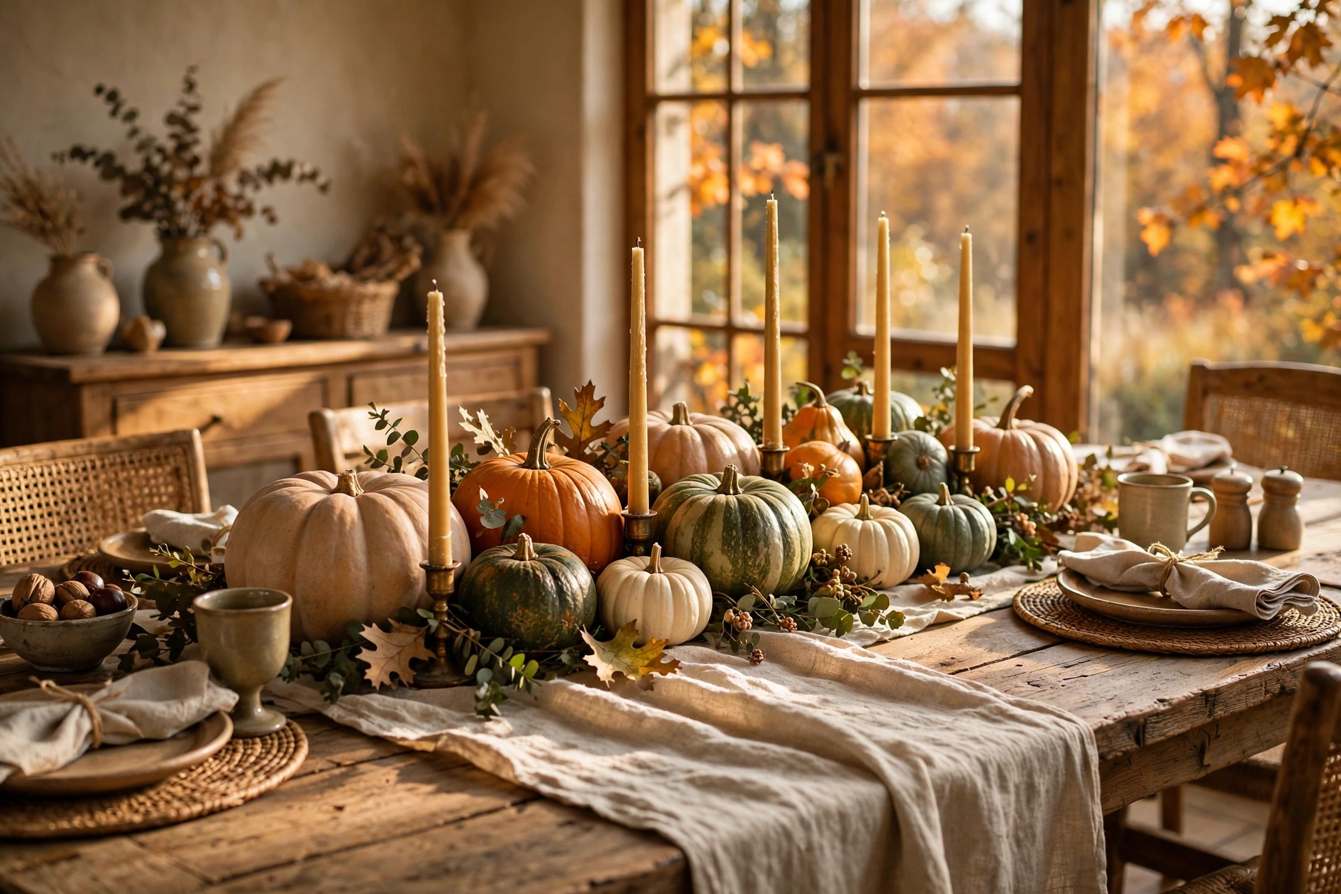 Pumpkin table runner centerpiece