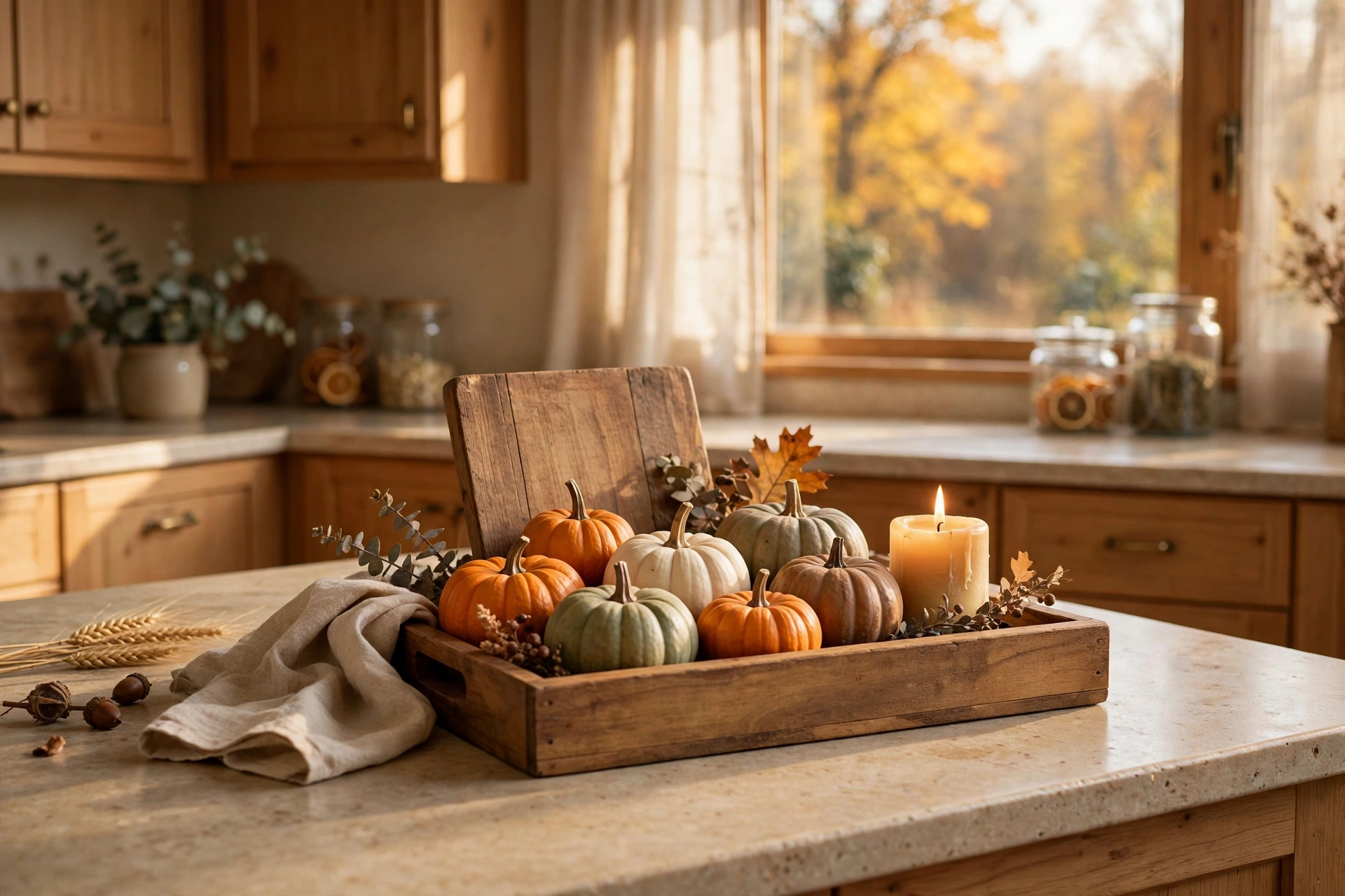 Pumpkin kitchen island display