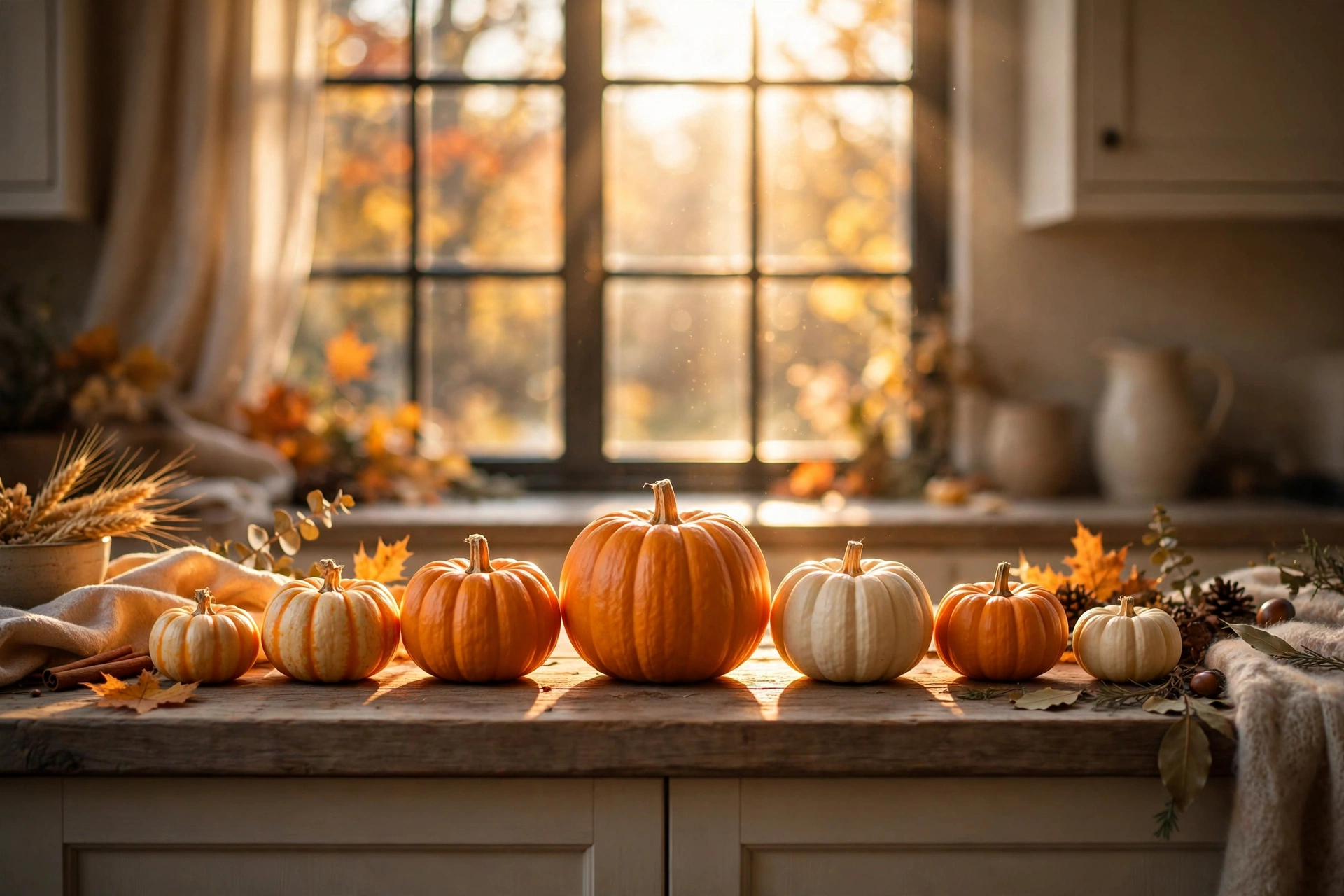 Pumpkin windowsill row