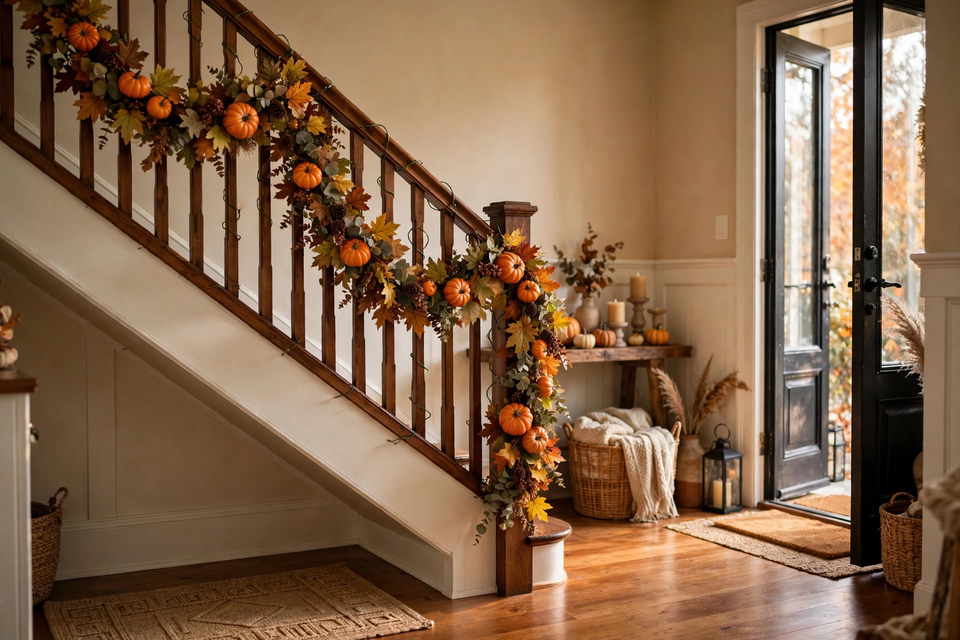 Pumpkin stair garland