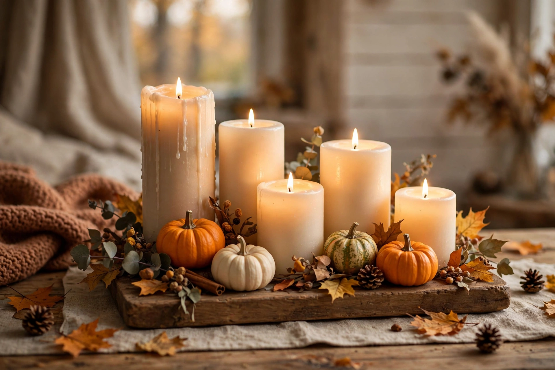 Pumpkin candle cluster