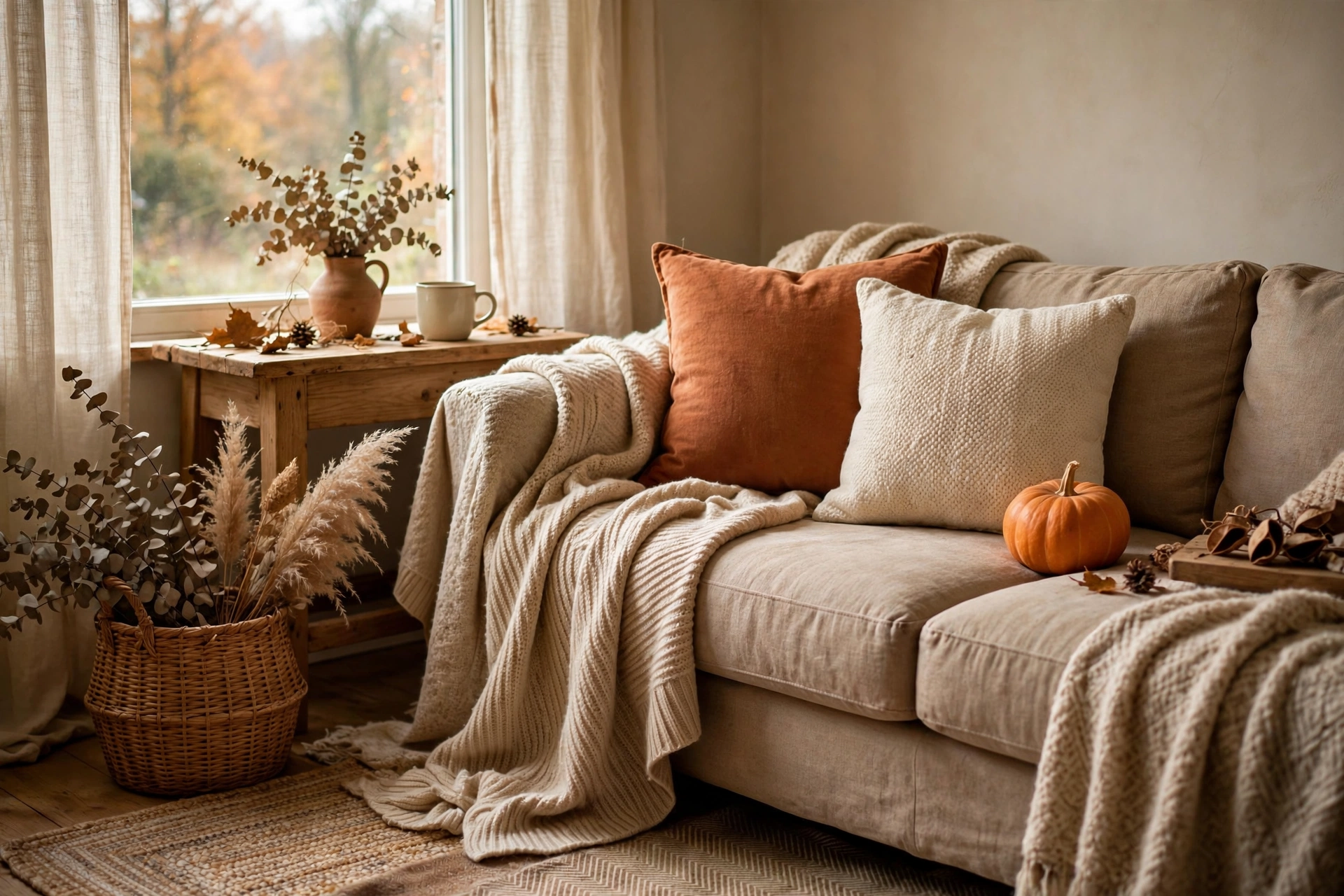 Pumpkin throw pillow pairing
