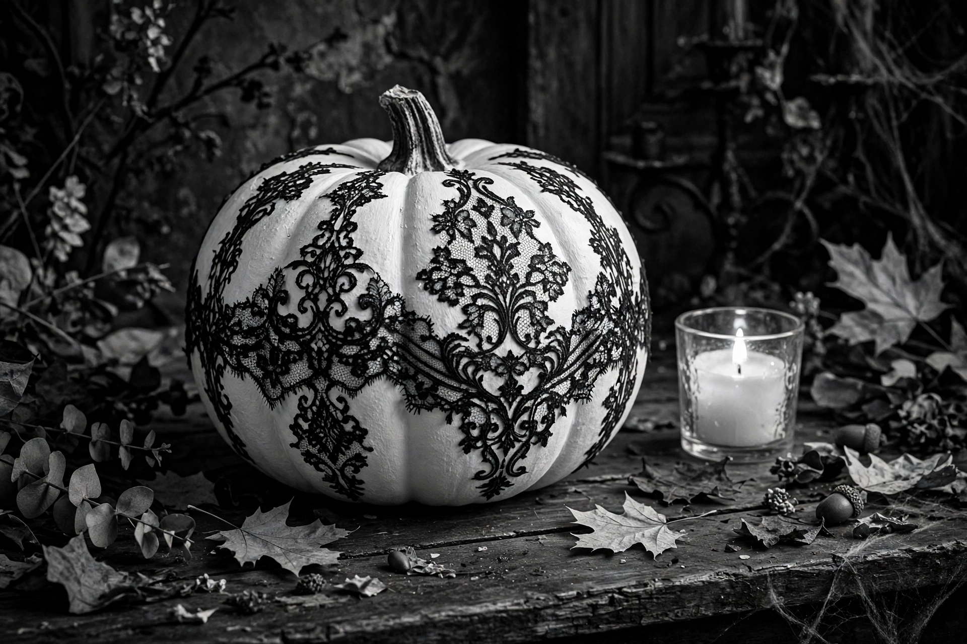 Black Lace Decoupage Pumpkins
