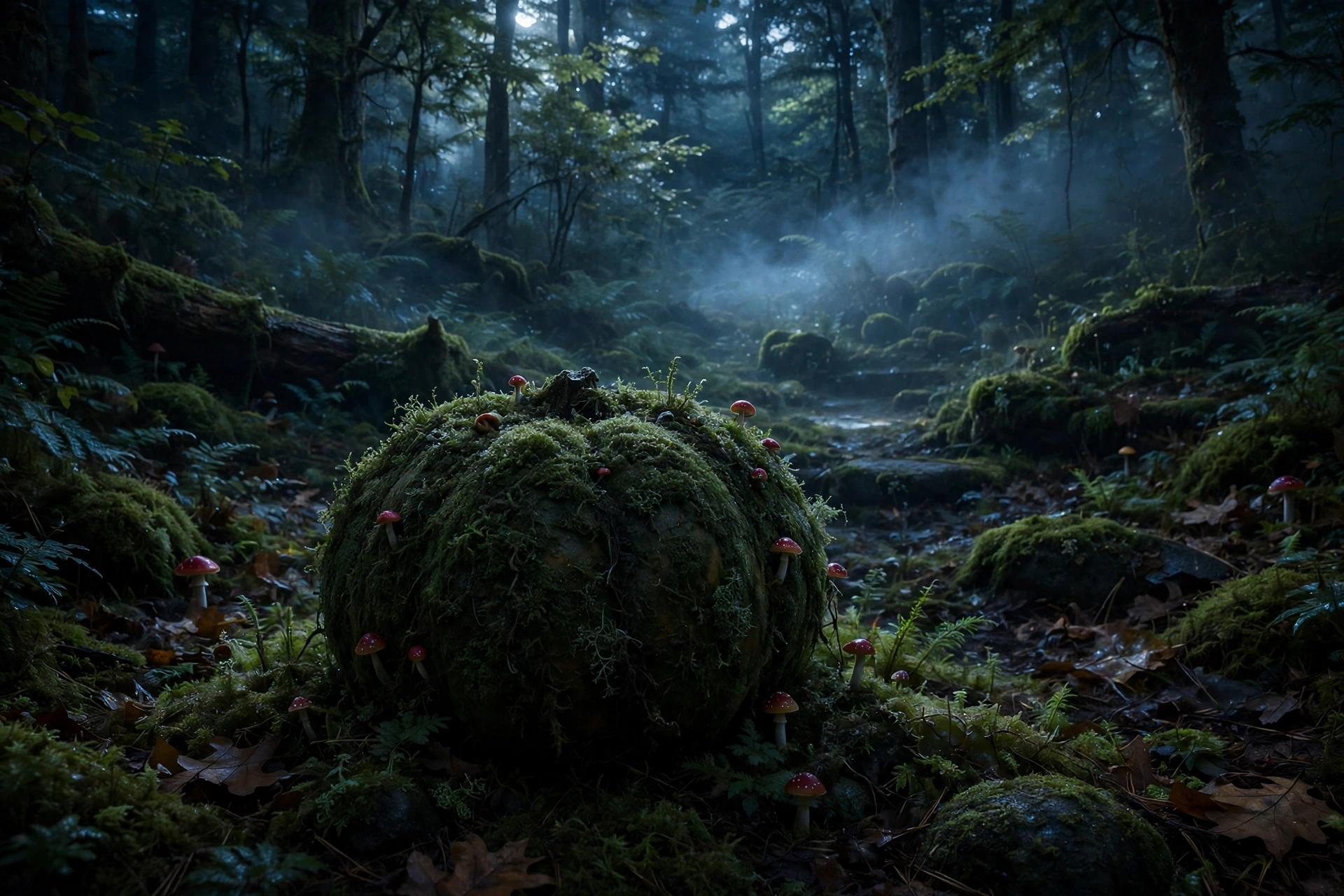 Moss-Covered Ancient Pumpkins