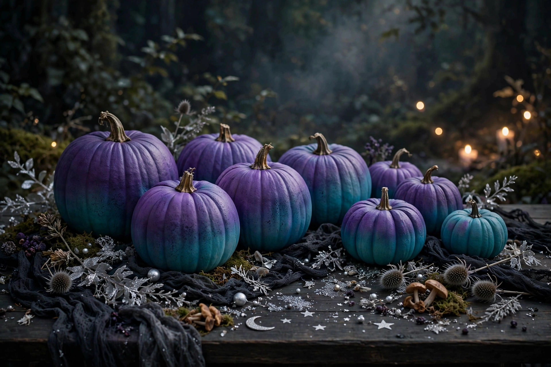 Purple-and-Teal Ombre Pumpkins