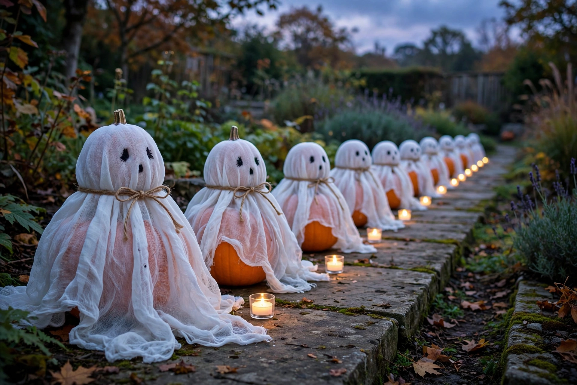 Ghost-Drape Pumpkins
