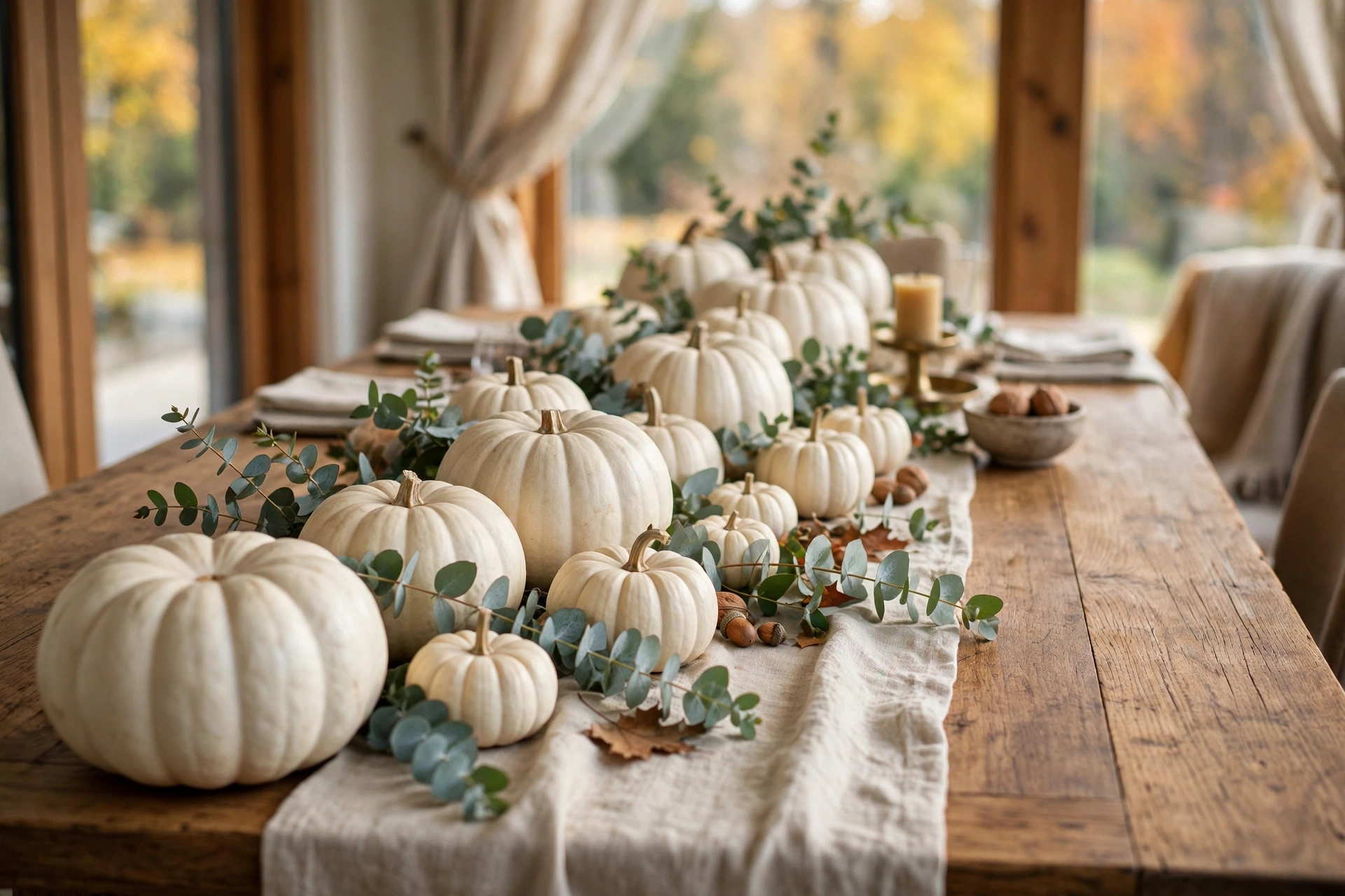 Pumpkin and Eucalyptus Centerpiece