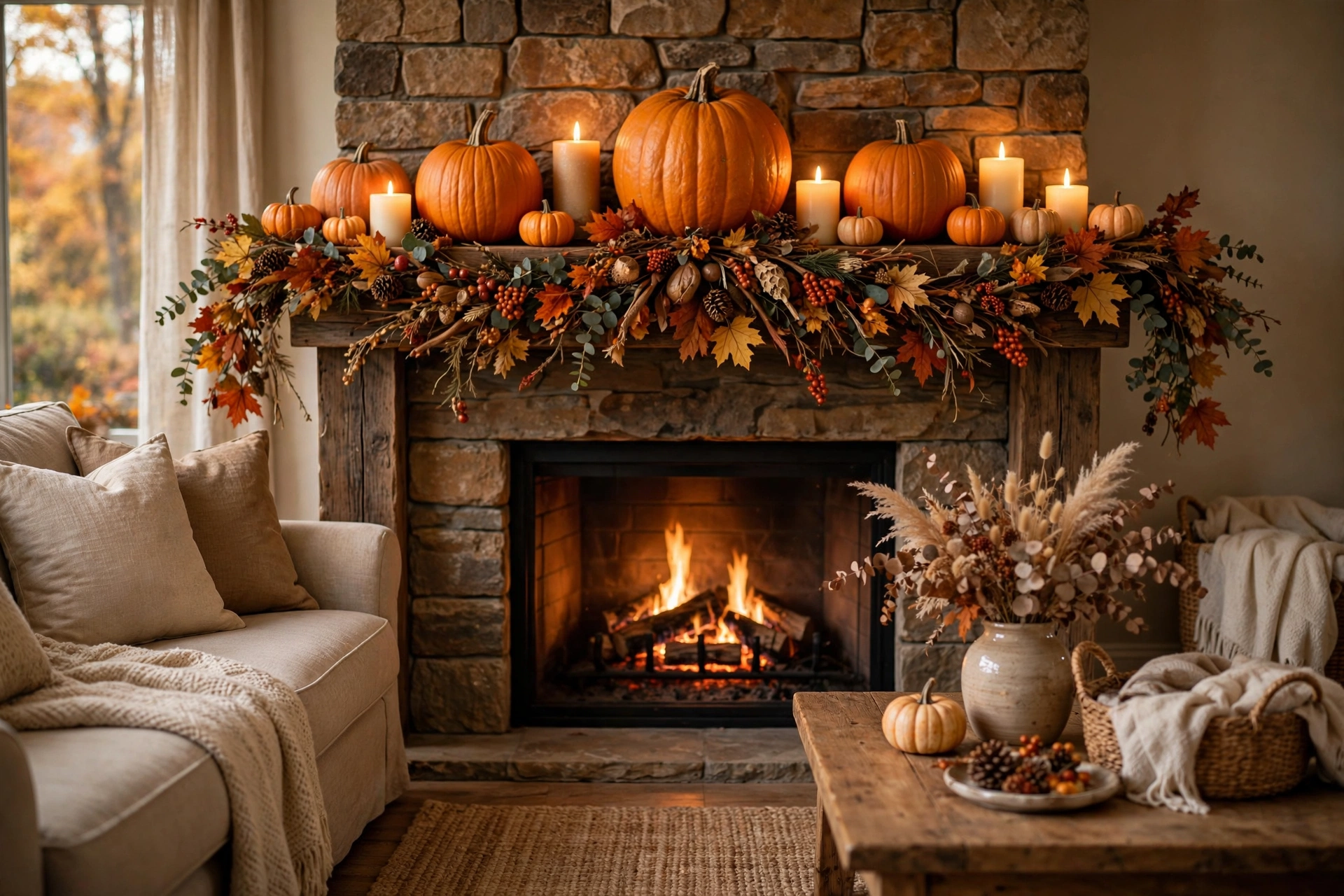 Pumpkin Mantel Display