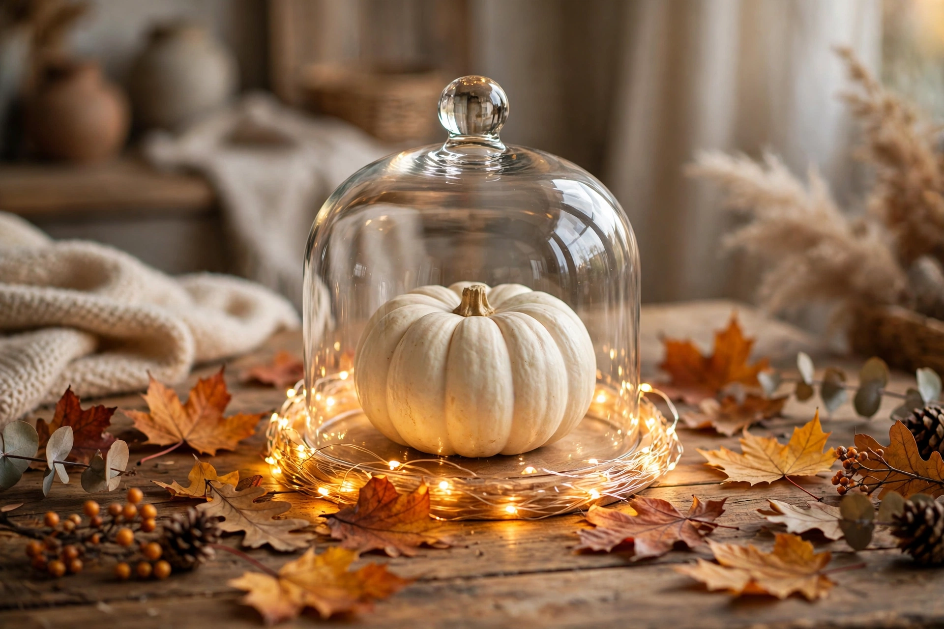 Fairy Light Pumpkin Cloche