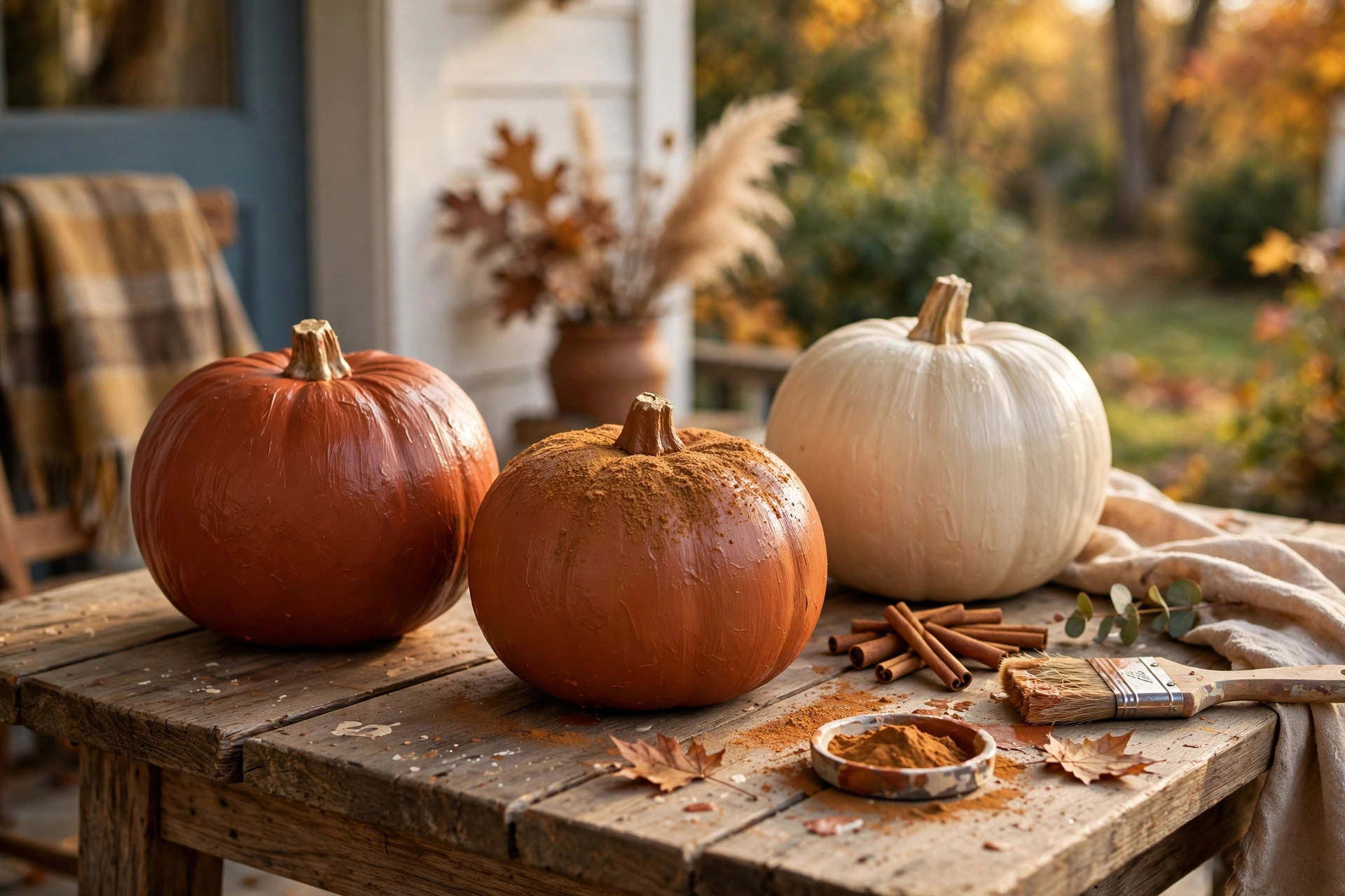 Cinnamon-Dusted Painted Pumpkins