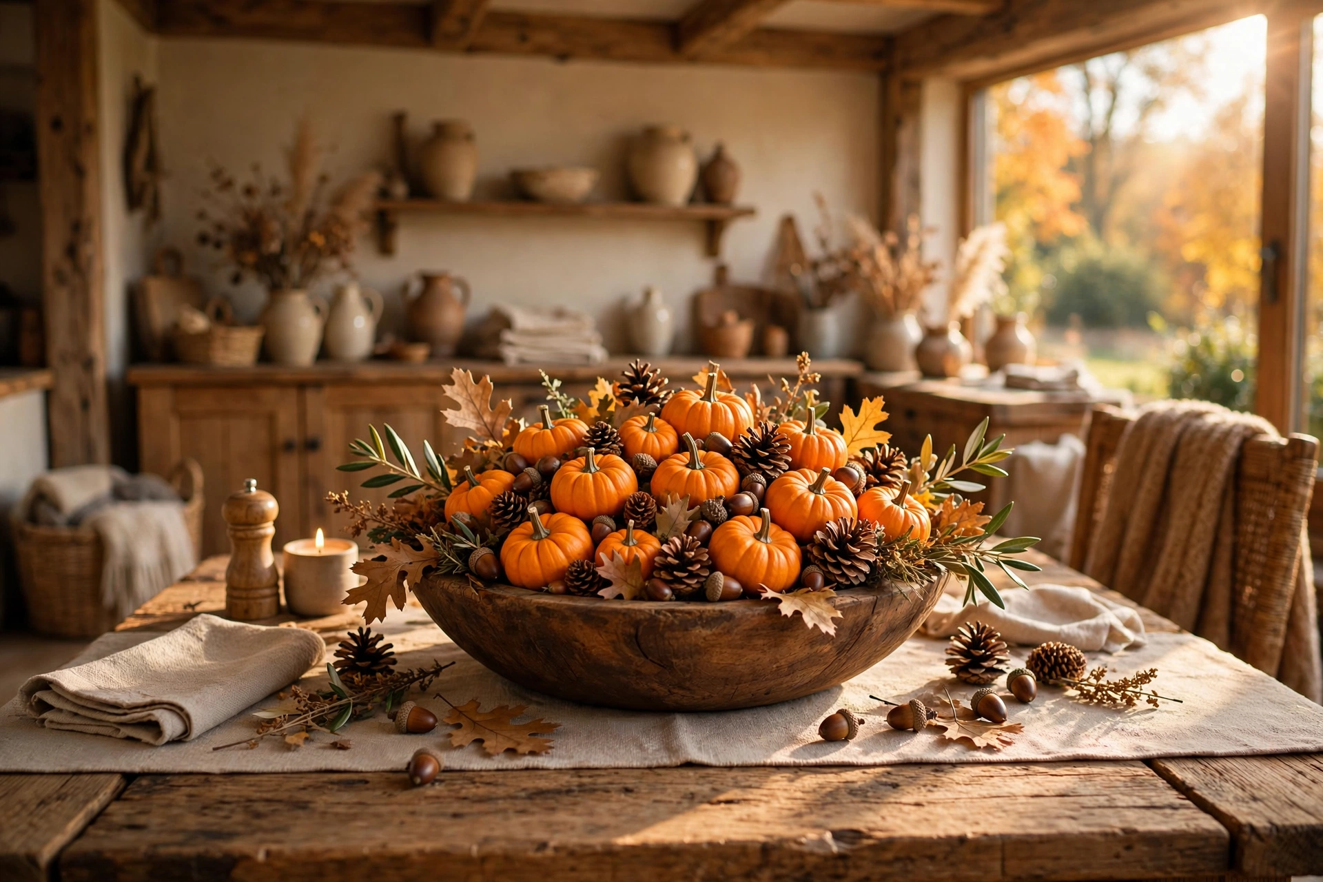 Pumpkin and Pinecone Bowl
