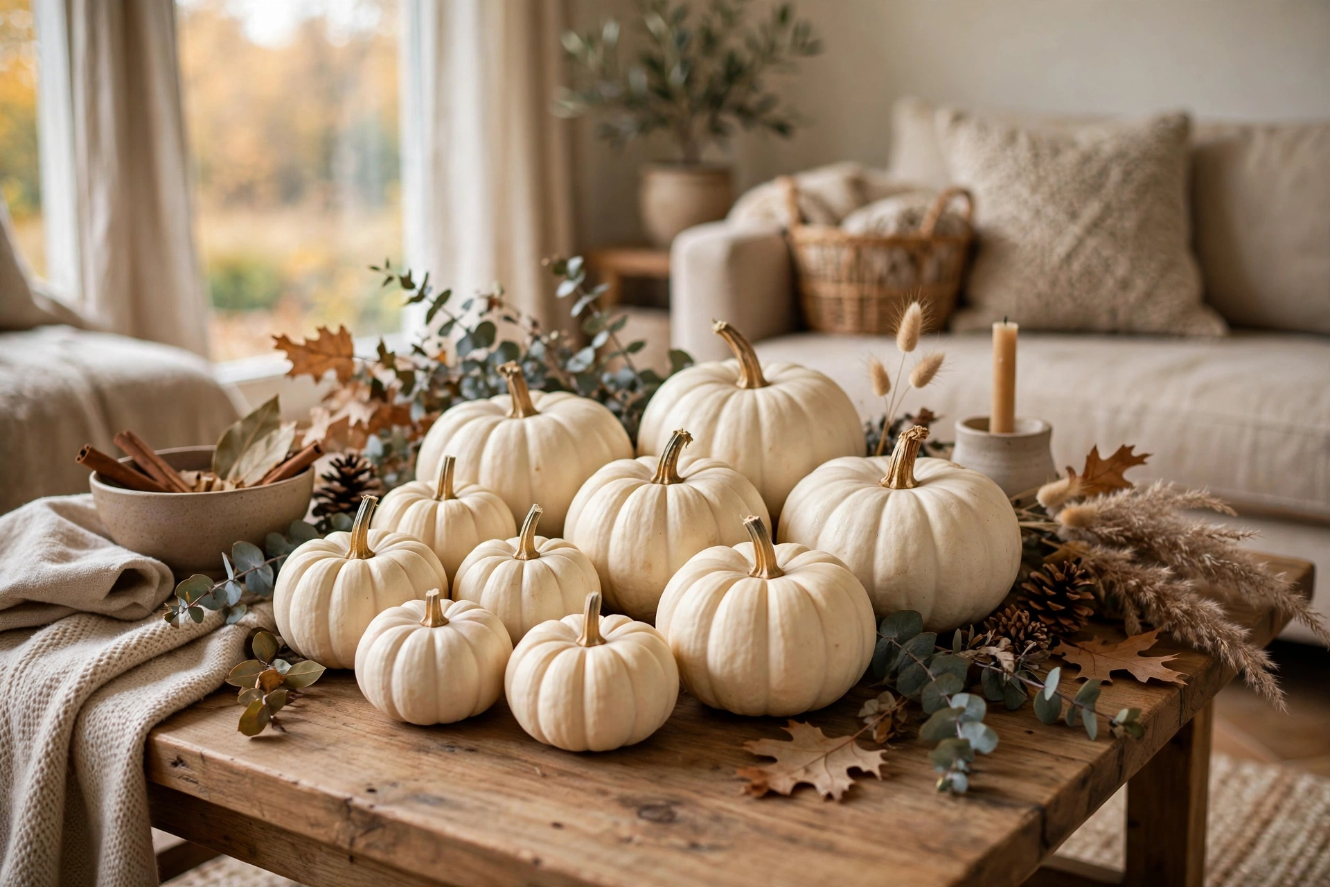 Heirloom White Pumpkin Cluster