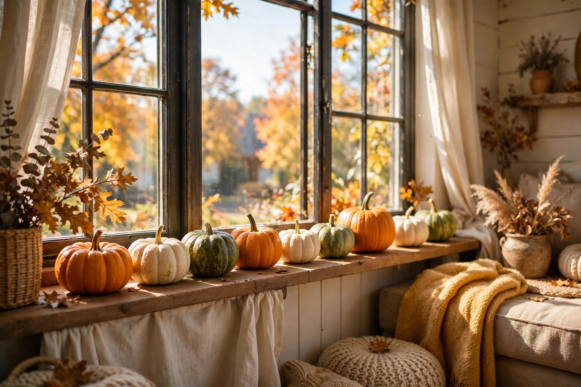 Pumpkin Windowsill Row