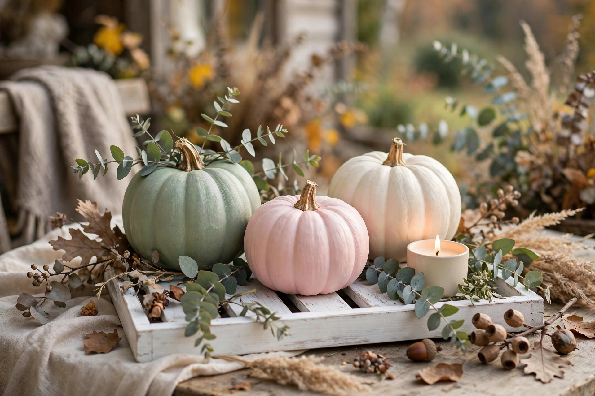 Chalk-Painted Pastel Pumpkins