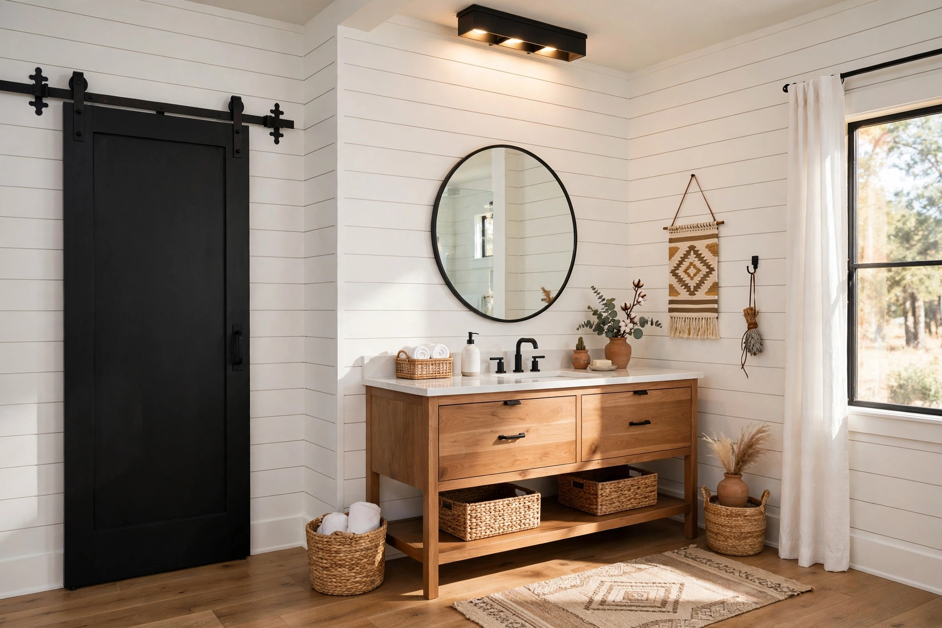 Hang a matte black barn door