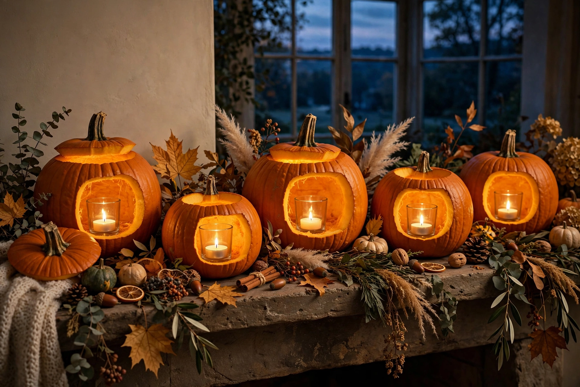 Pumpkin candle holders
