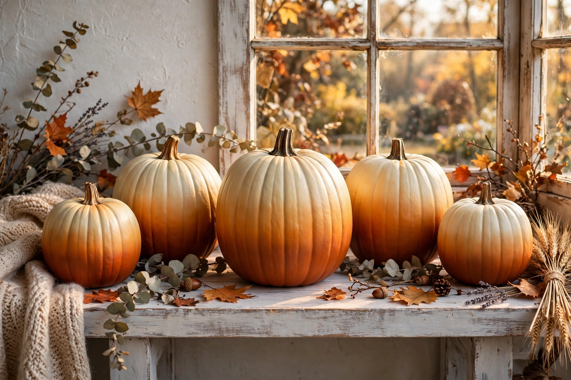 Ombre painted pumpkins