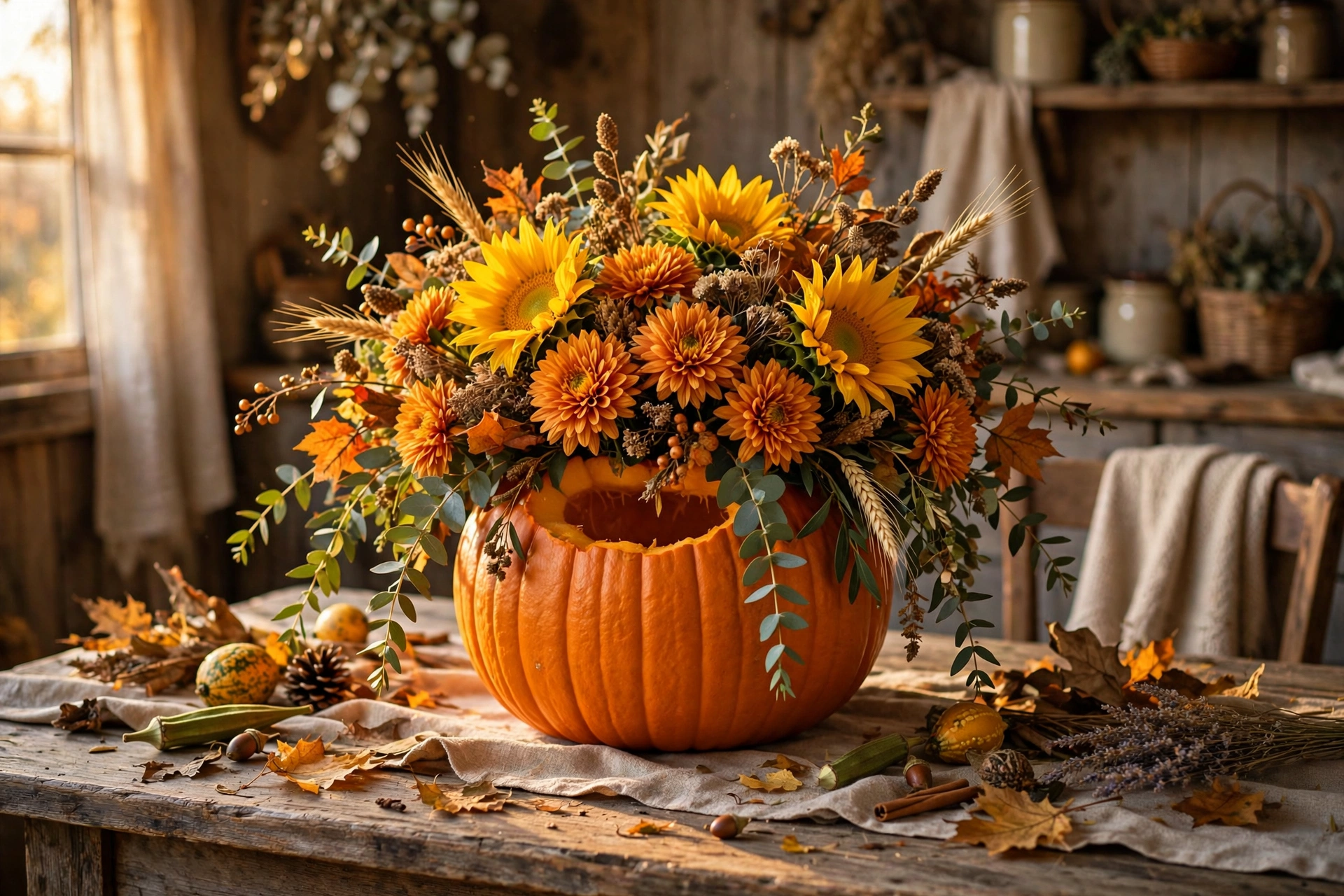 Pumpkin flower vase