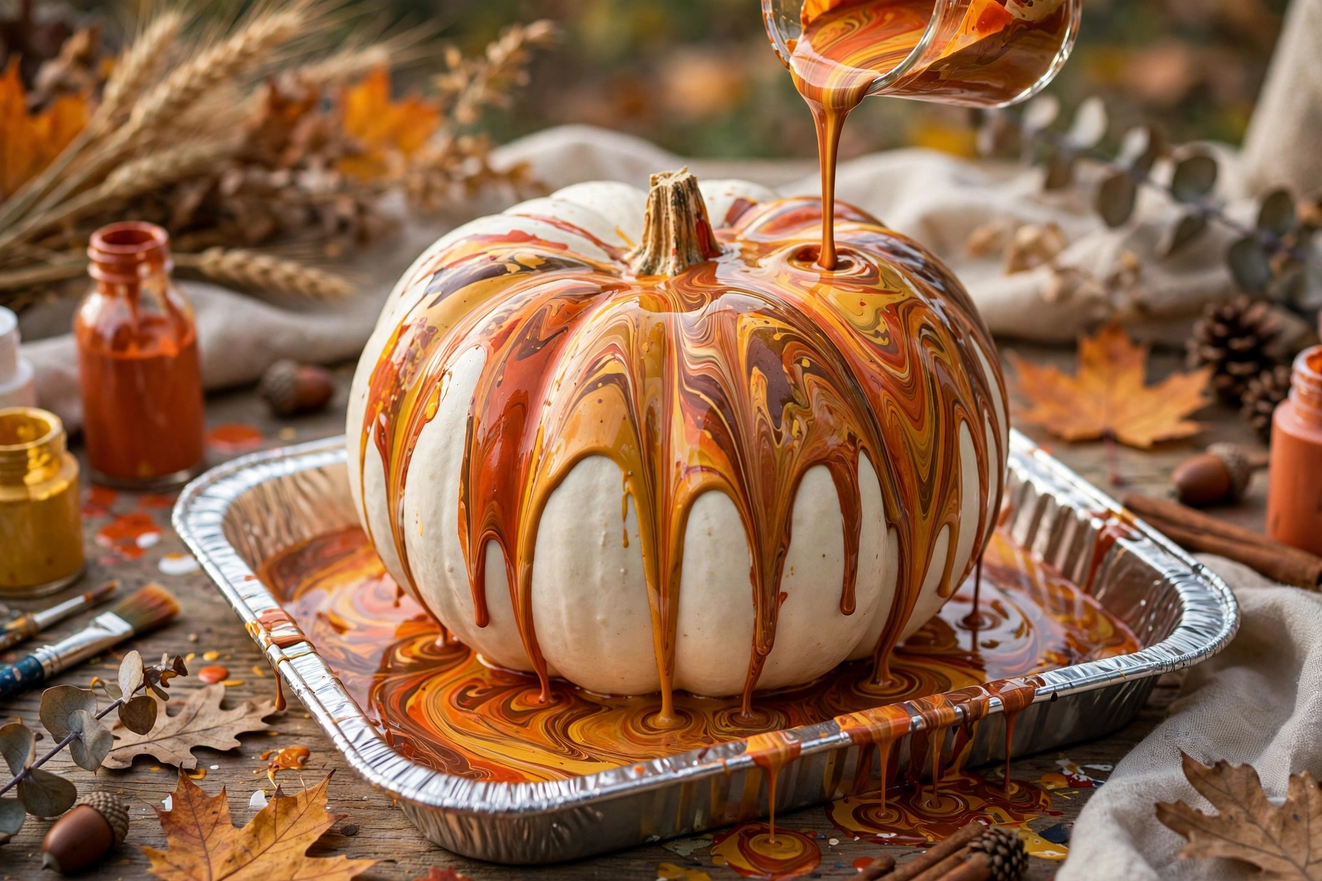 Drip-paint pumpkins