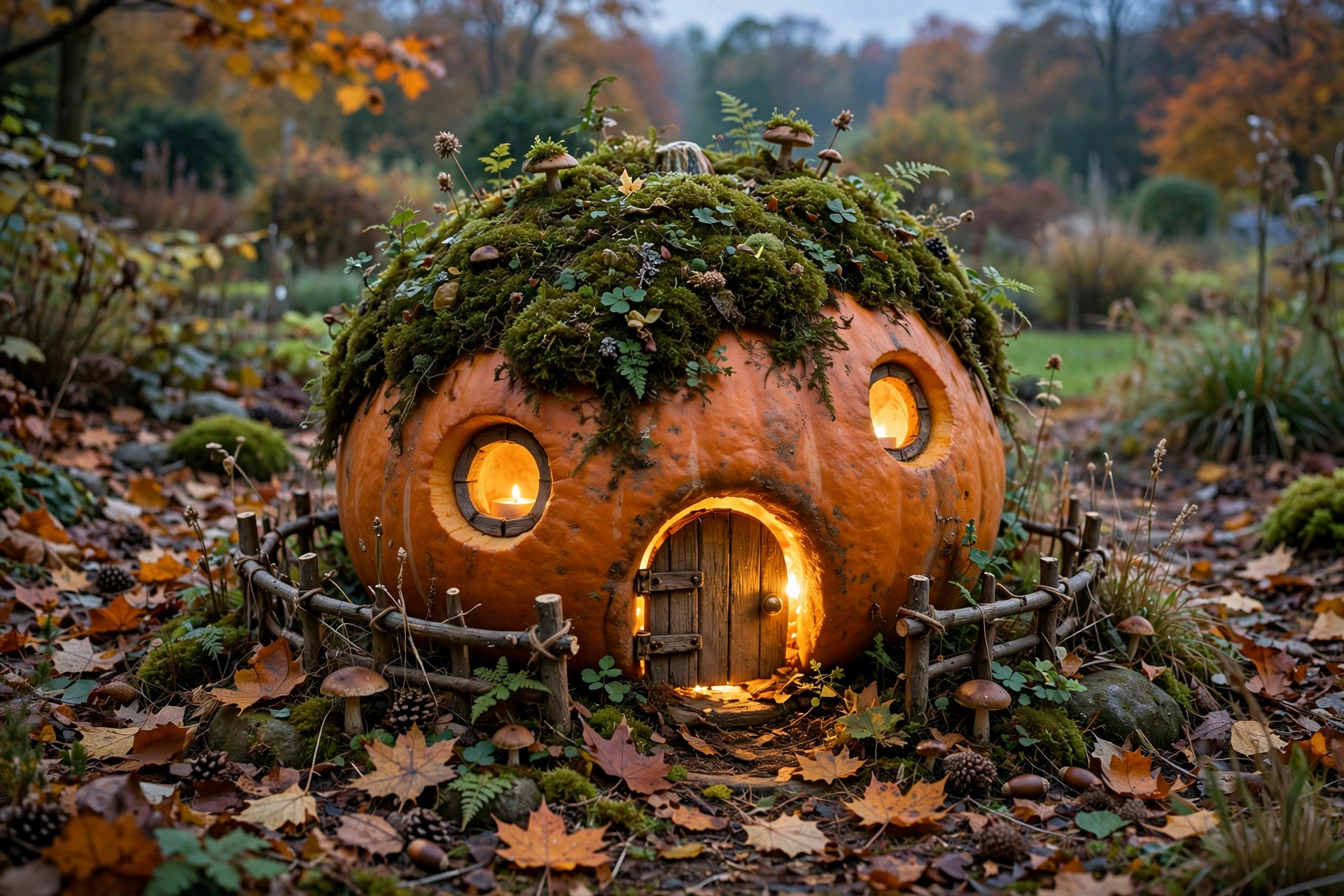 Pumpkin fairy house