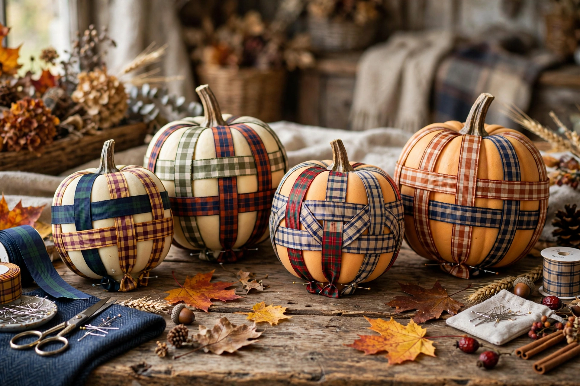 Woven ribbon pumpkins