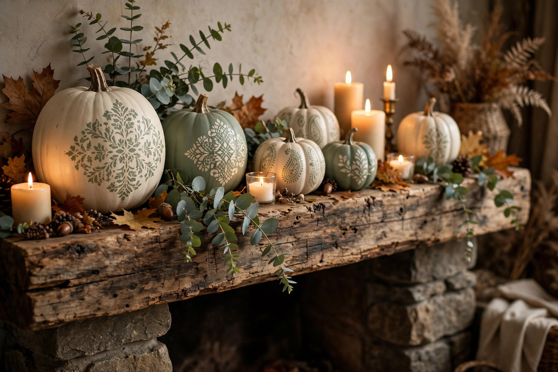 Stenciled word pumpkins