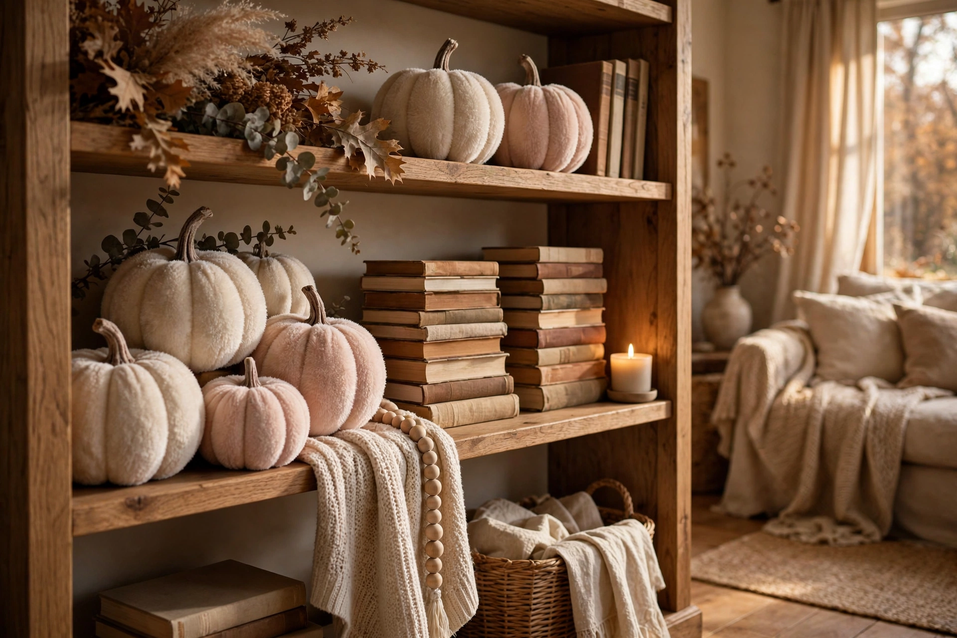 Flocked fuzzy pumpkins