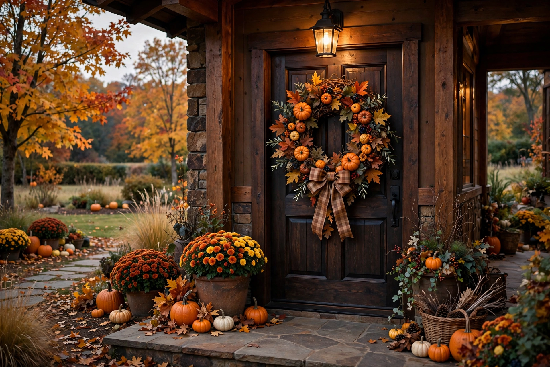Pumpkin wreath with mini pumpkins