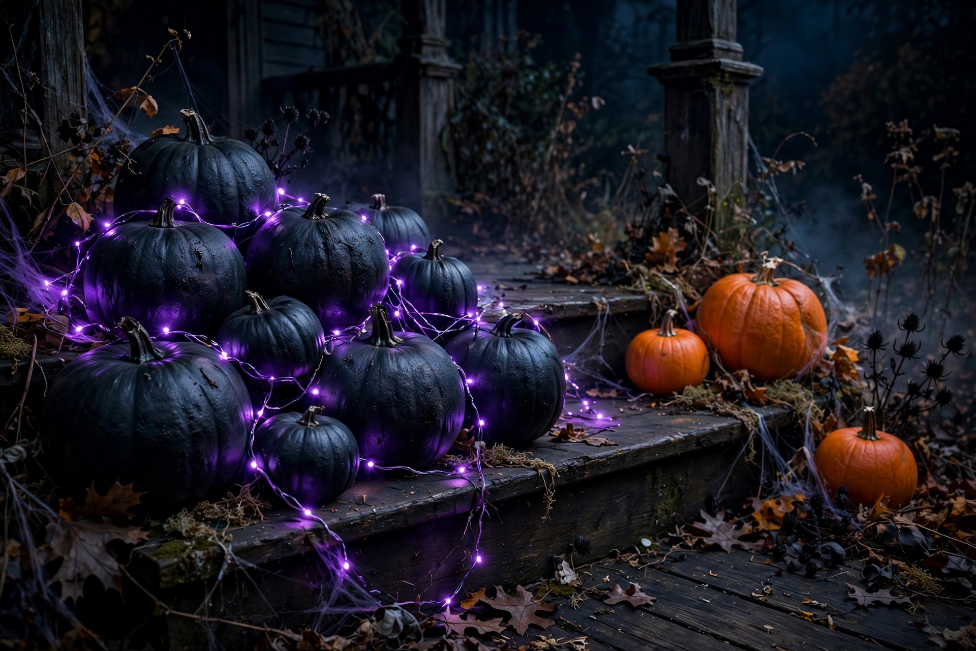 Black Spray-Painted Pumpkins