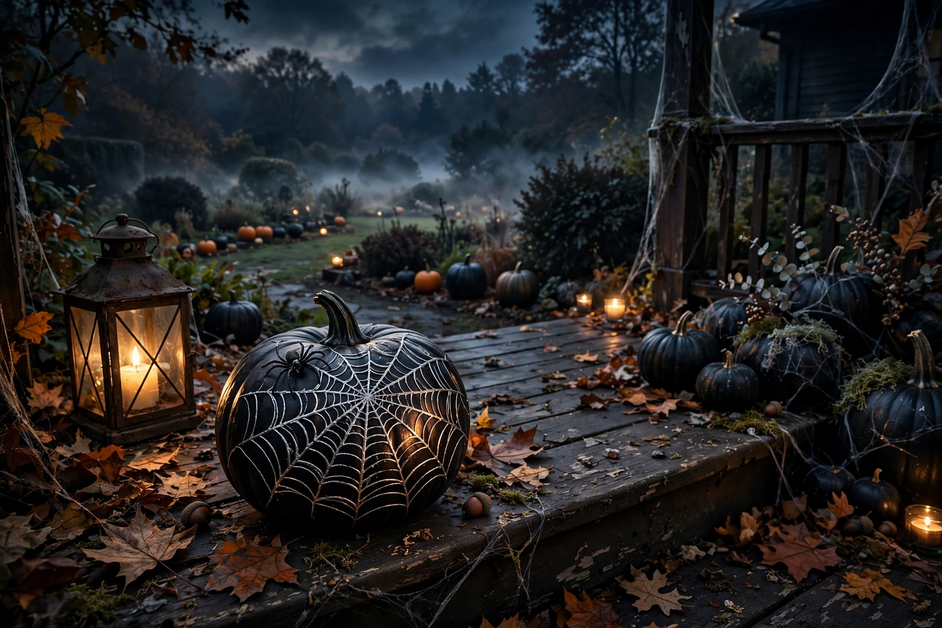 Hot Glue Spider Web Pumpkin