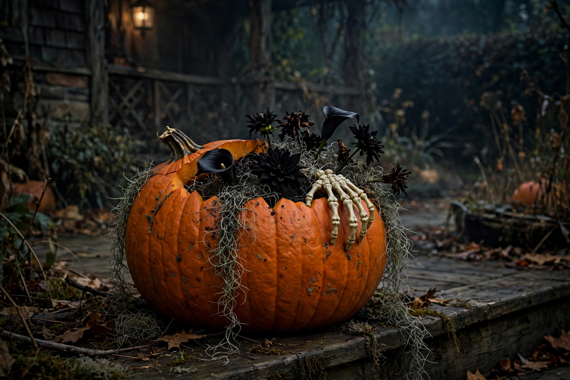 Skeleton Hand Pumpkin Planter