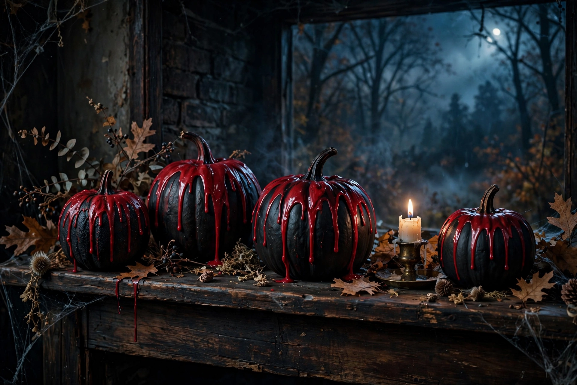 Blood-Drip Painted Pumpkins