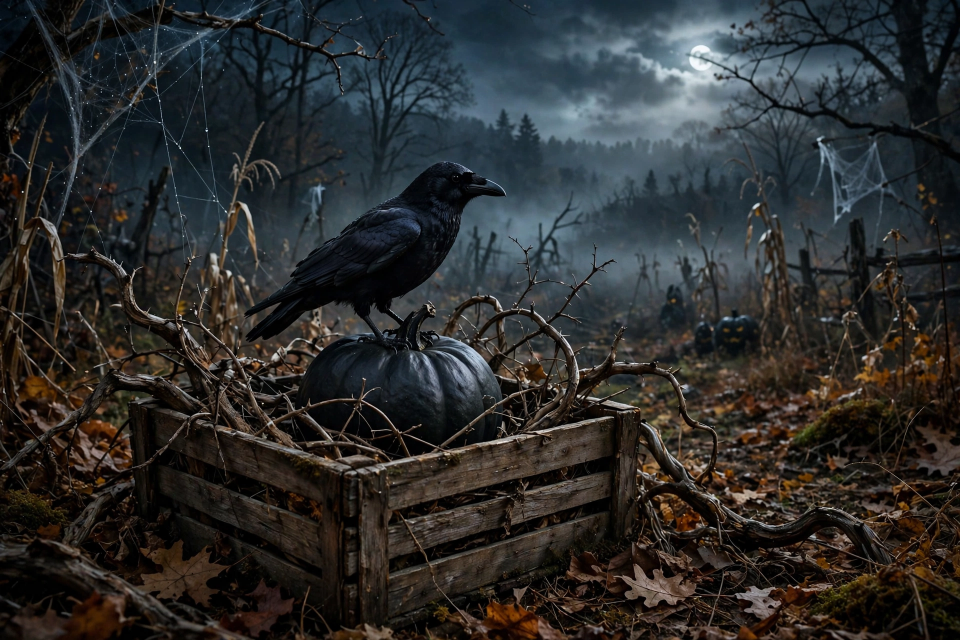Pumpkin and Crow Display