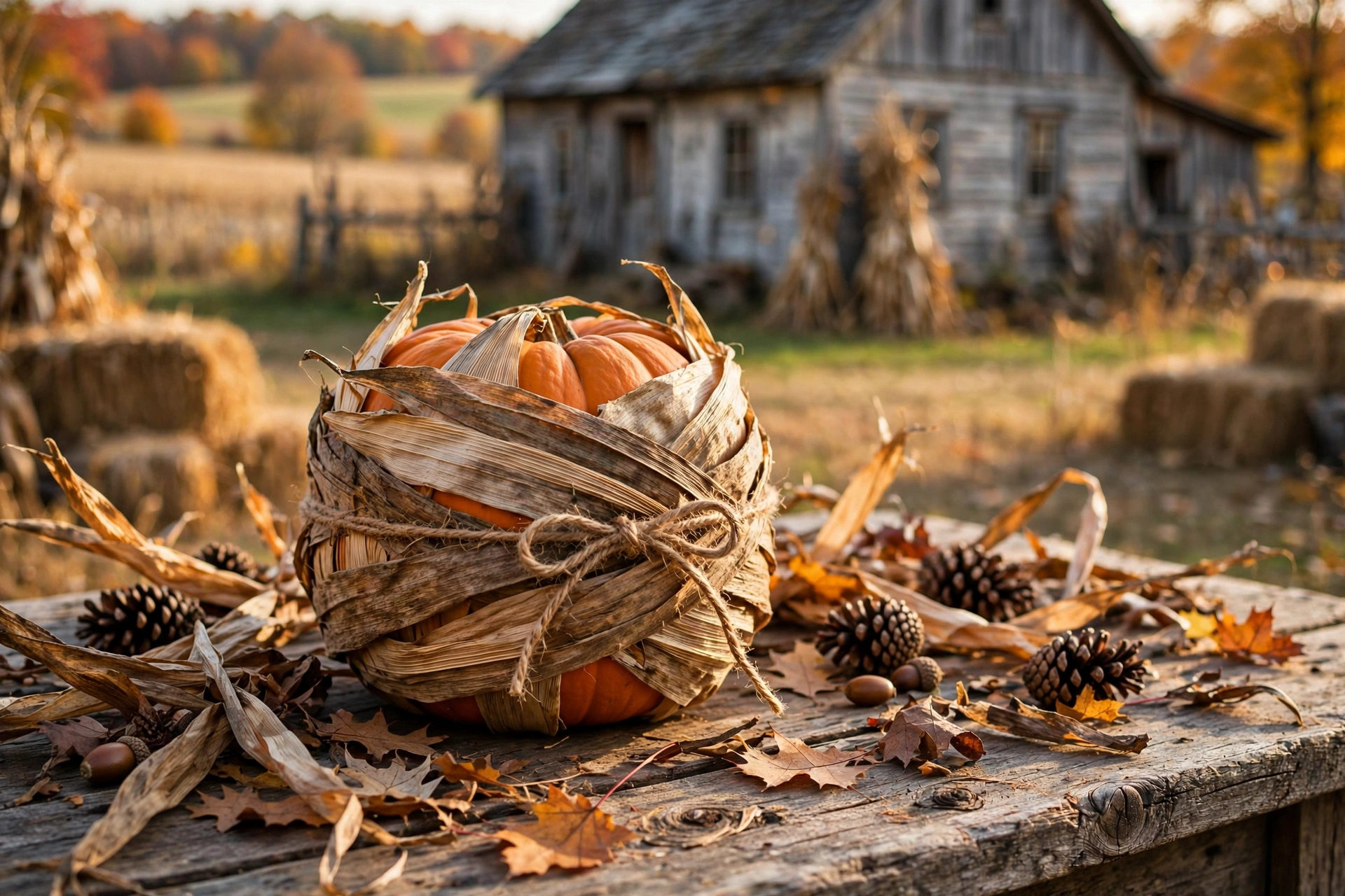 Corn-Husk Wrapped Pumpkins
