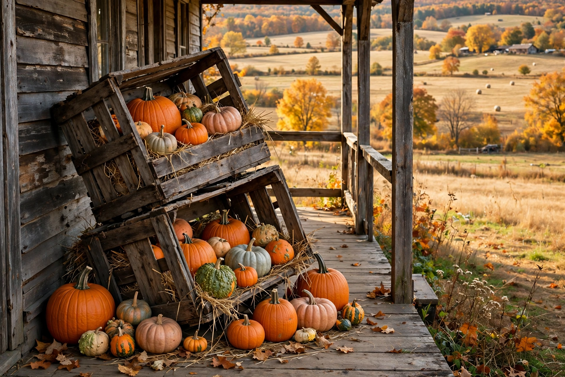 Crate-Stacked Pumpkin Display