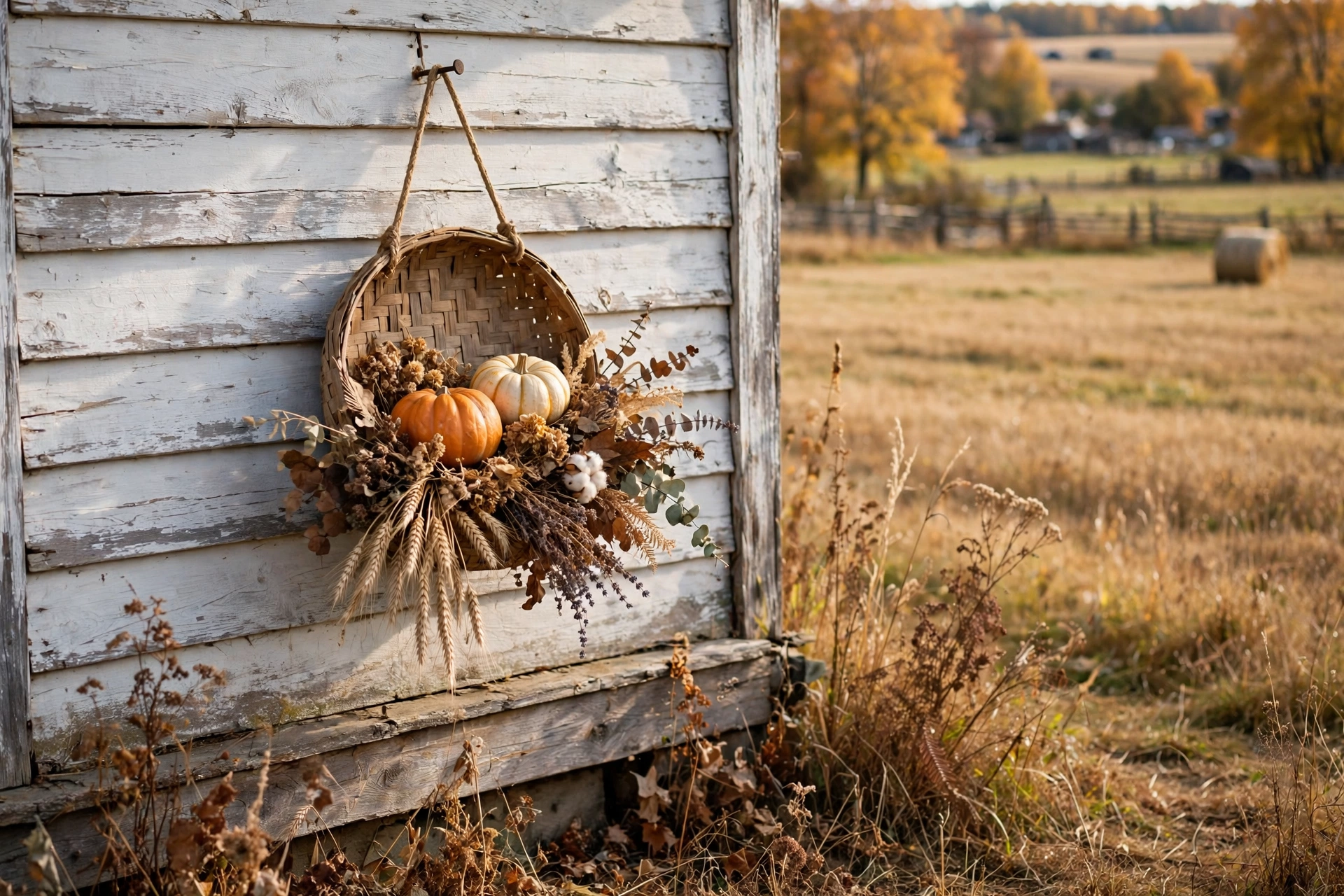 Tobacco-Basket Pumpkin Wall Hanging