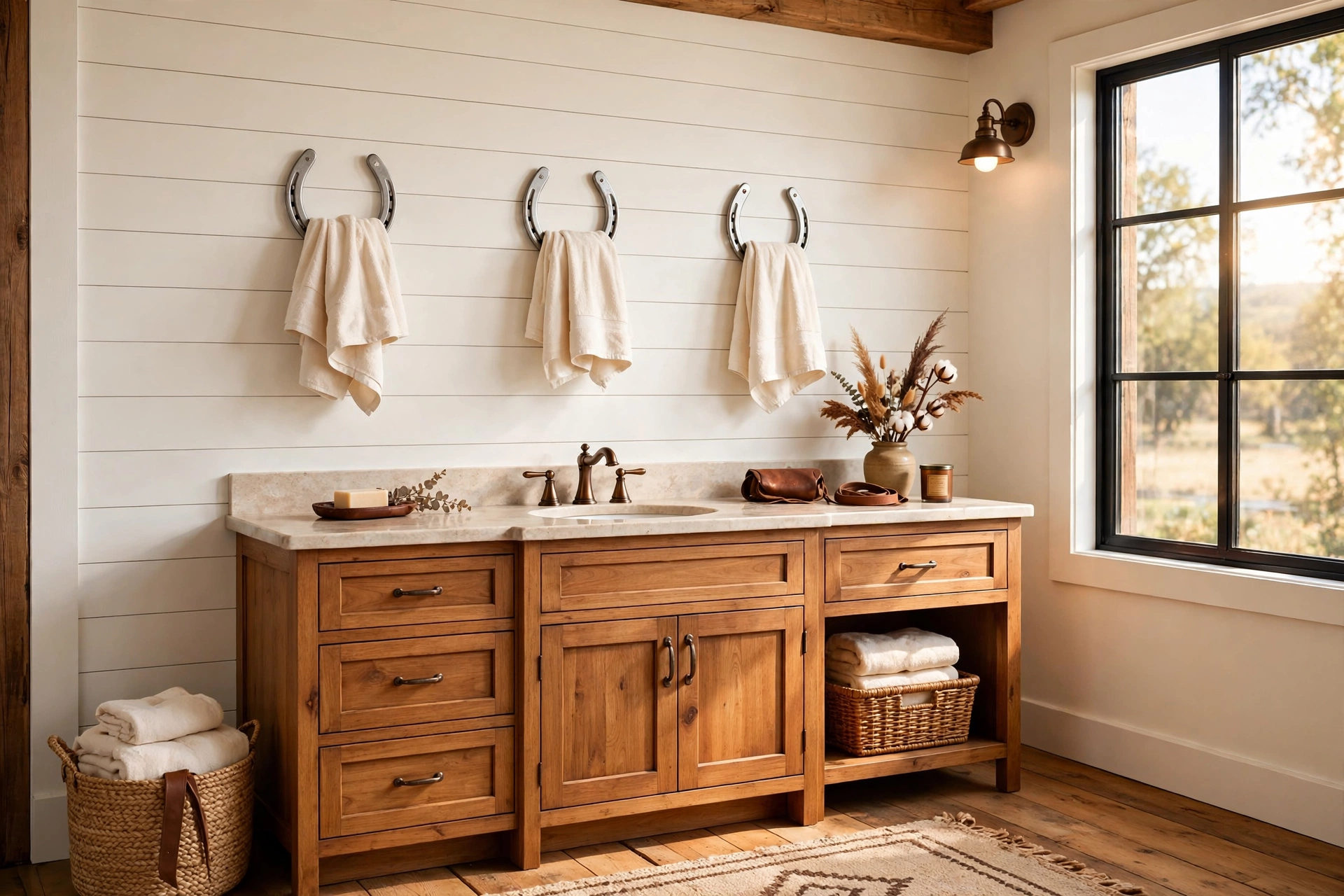Mount horseshoe towel hooks