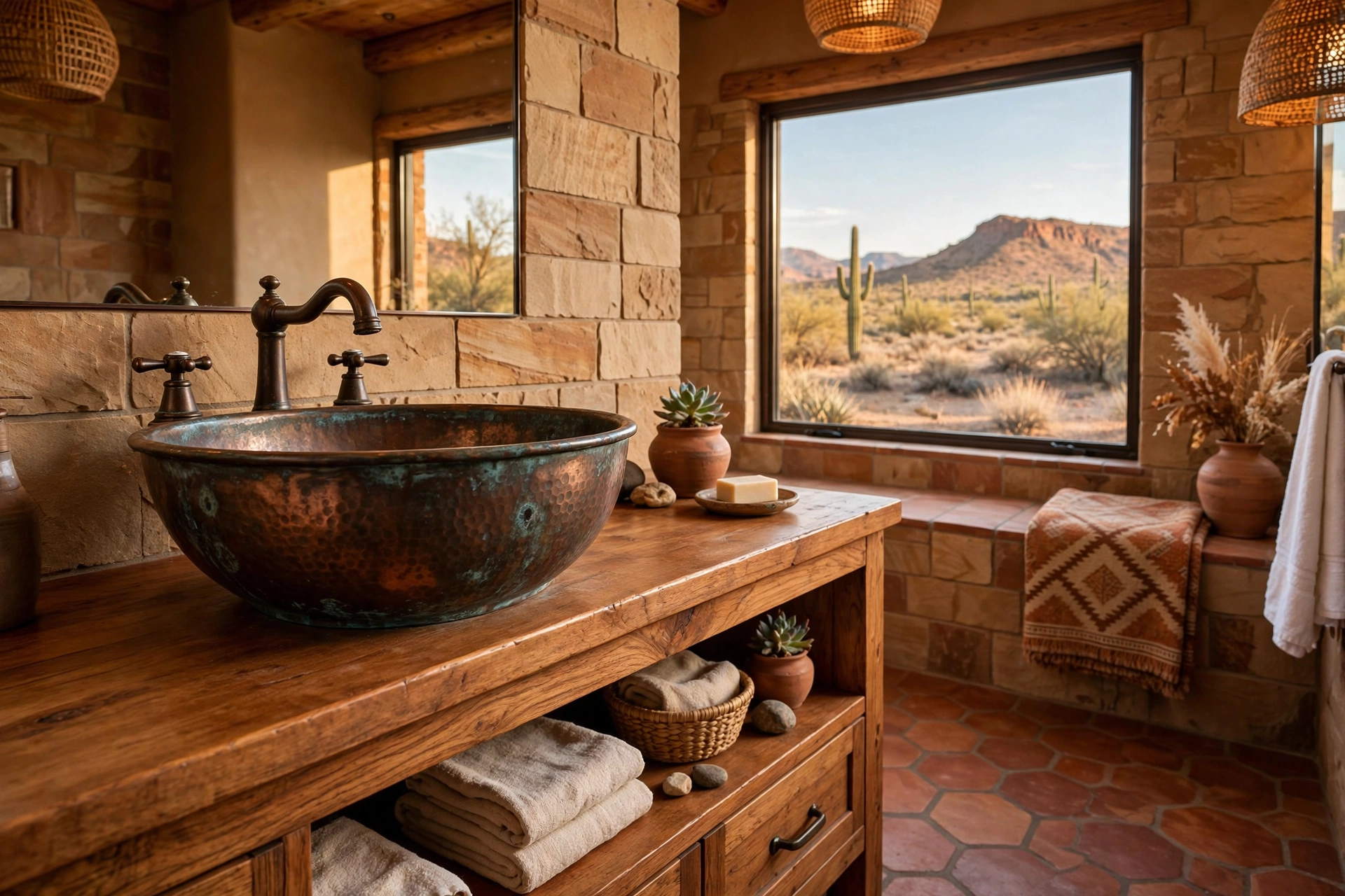 Use hammered copper for the sink or faucet