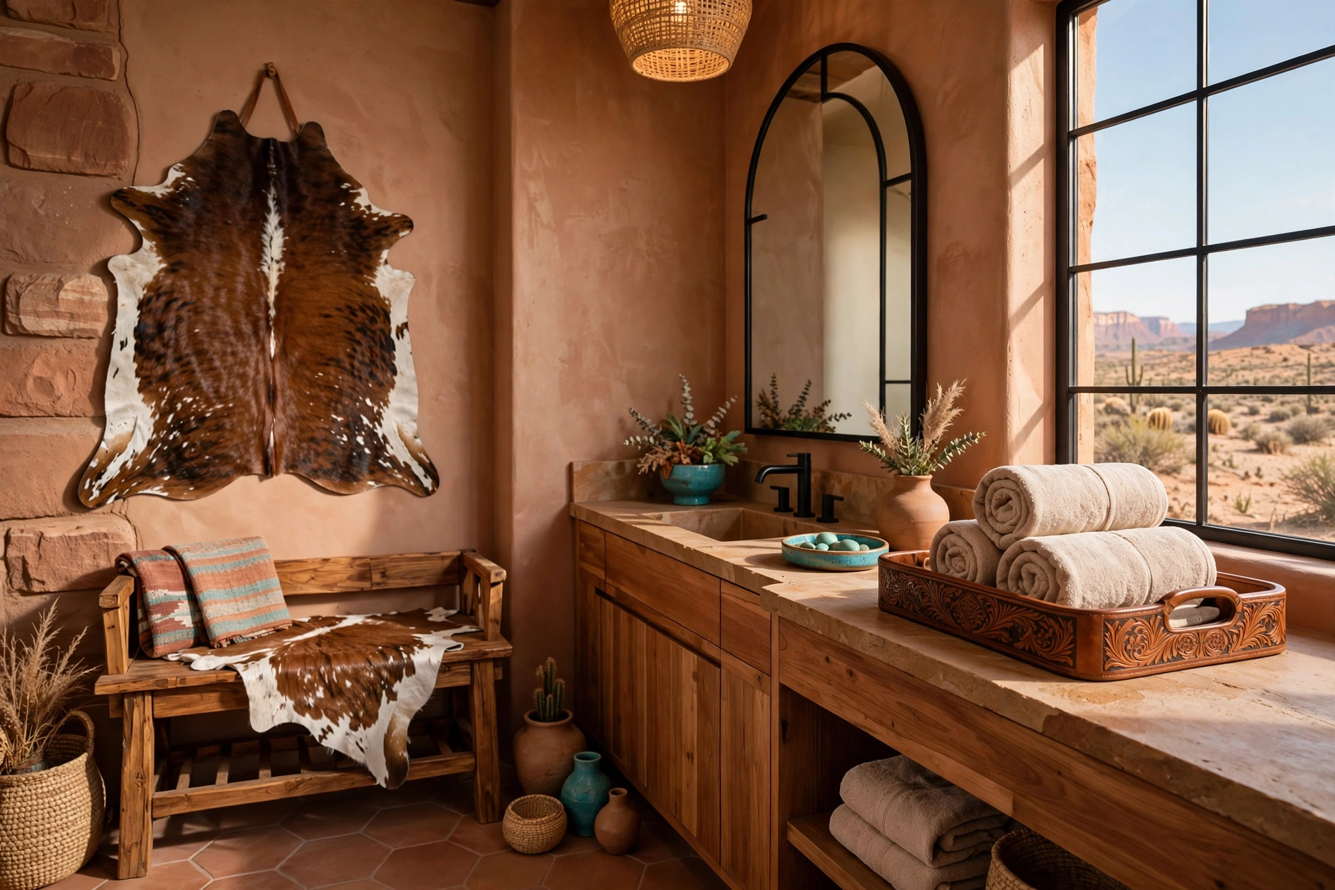 Hang a cowhide or tooled-leather accent