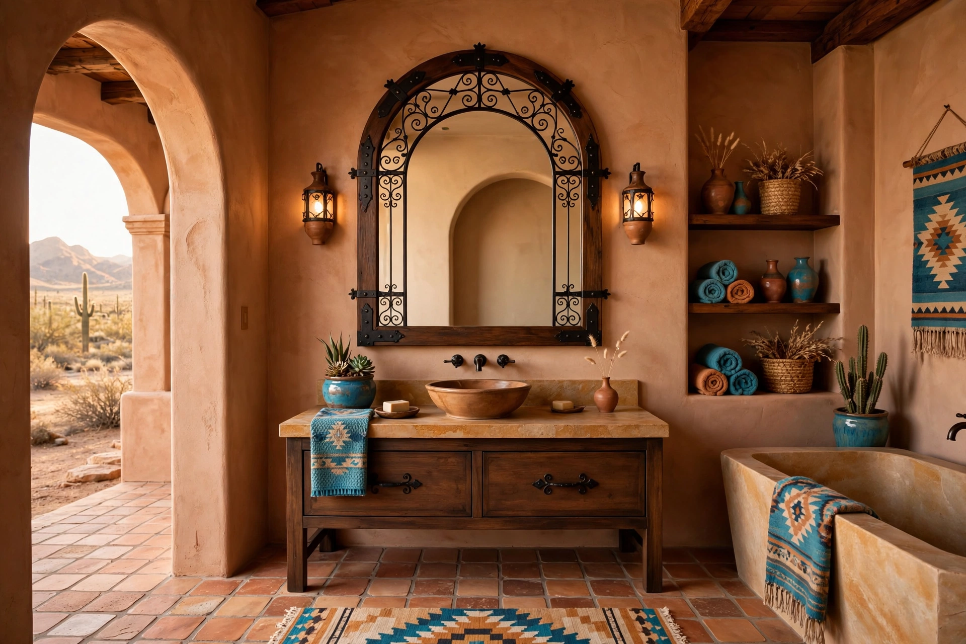 Use arched mirrors for Spanish influence