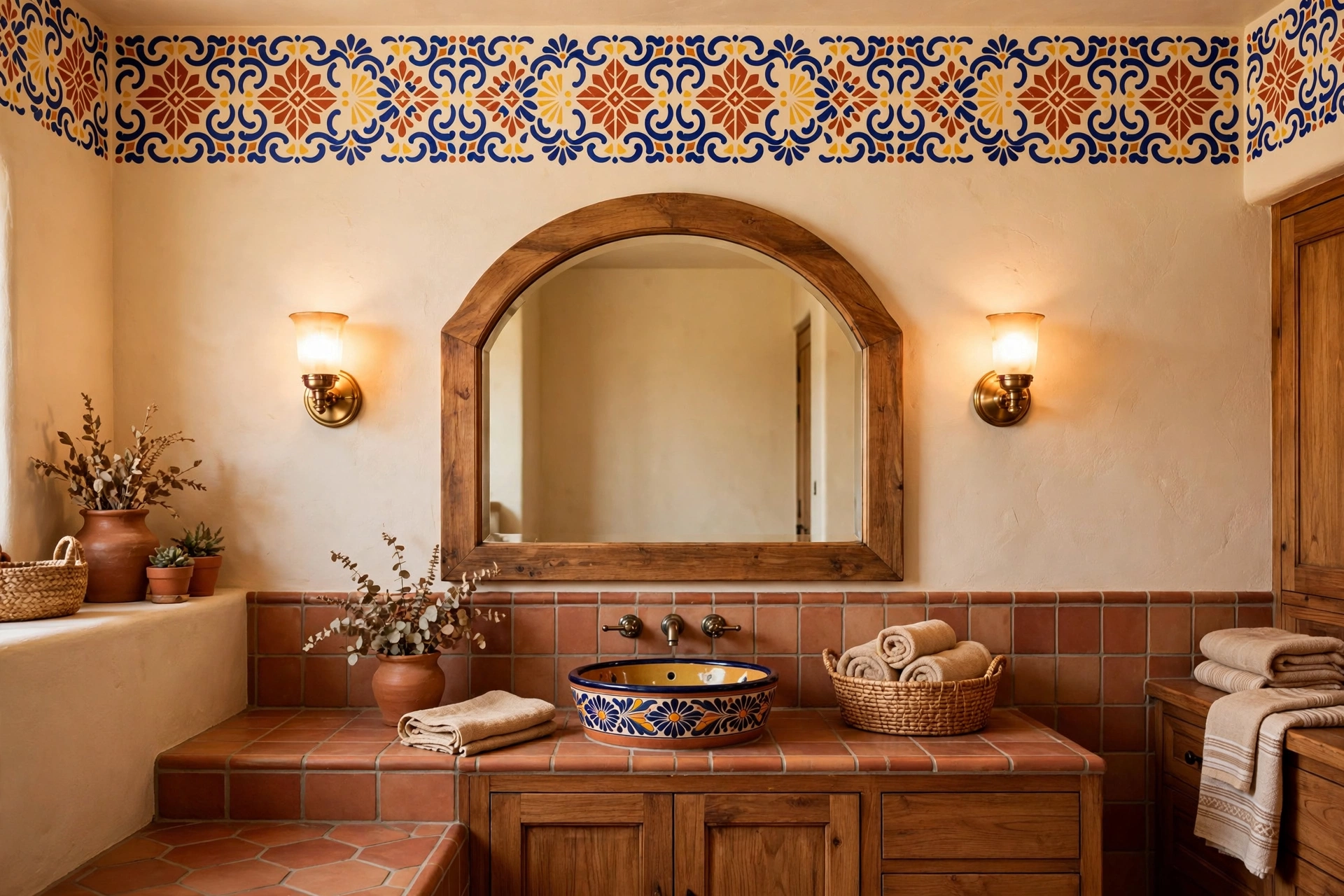 Paint or stencil a Talavera-inspired border
