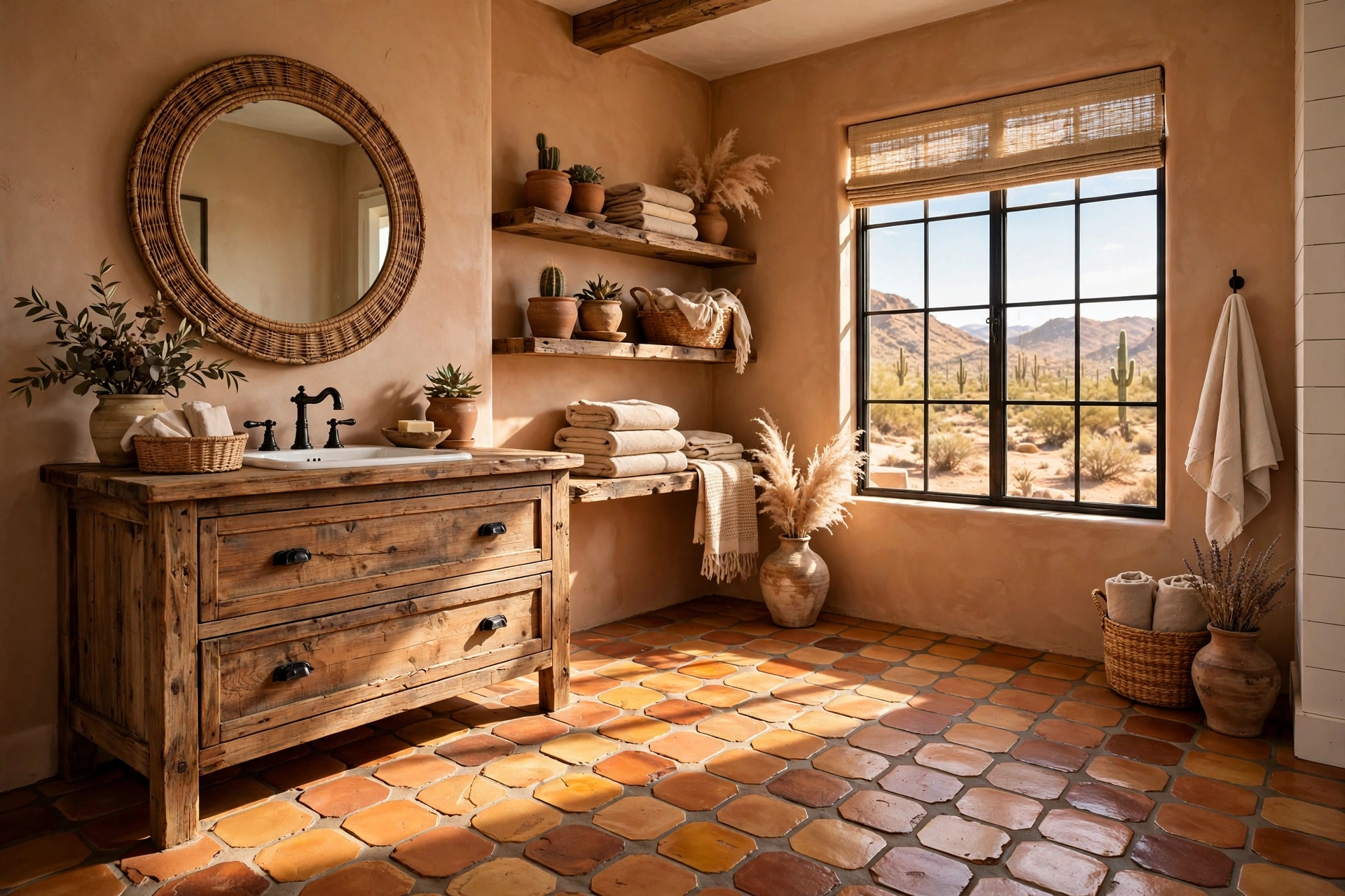 Lay Saltillo tile floors