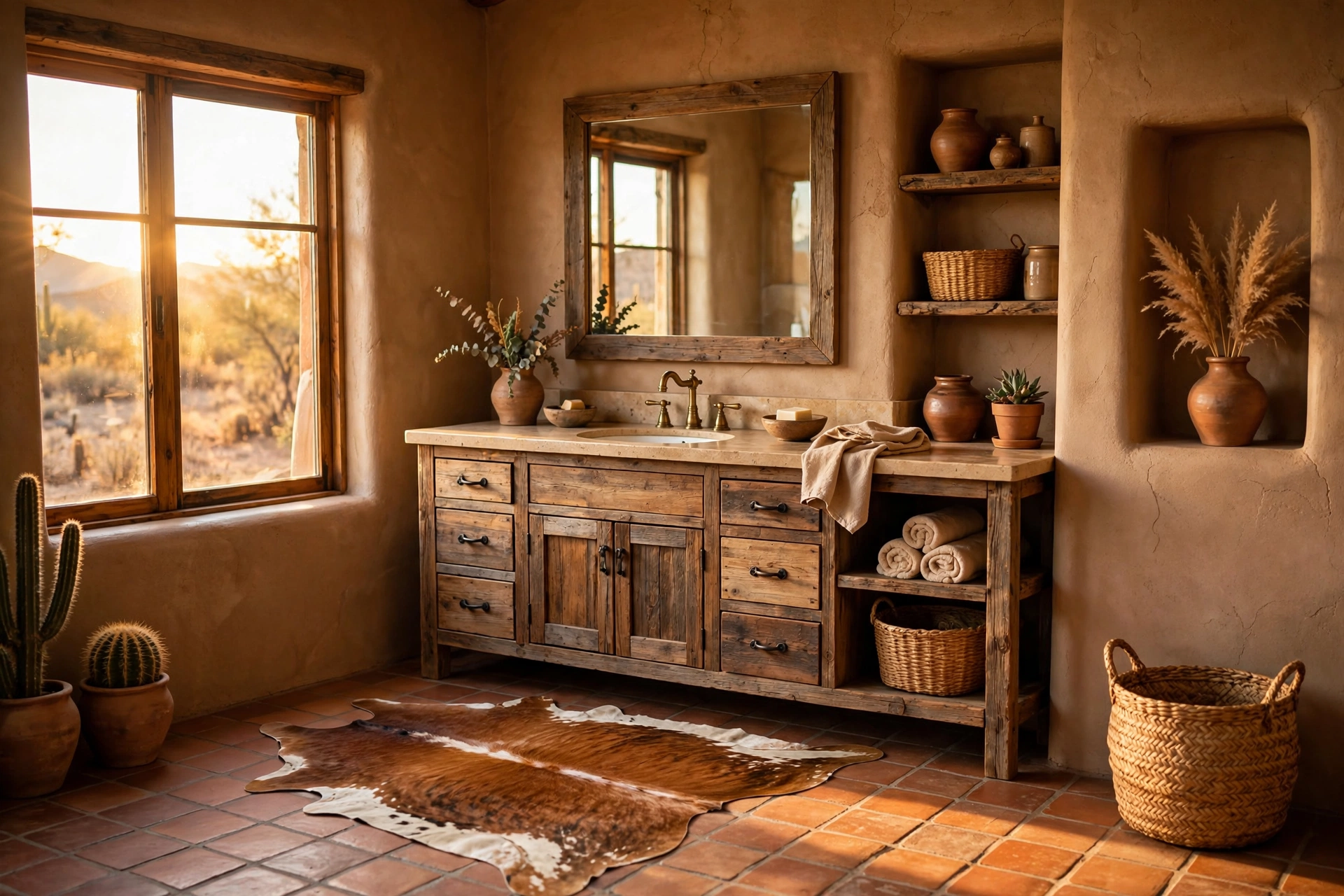 Lay down a cowhide rug