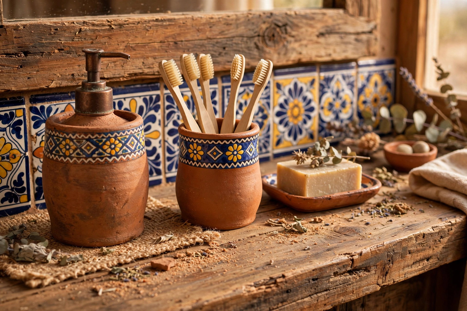 Decant soaps into clay dispensers