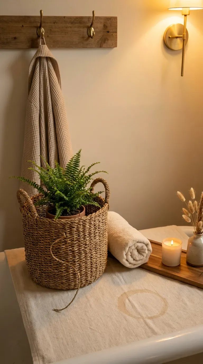 Frosted privacy window film in a small bathroom with plants on the windowsill